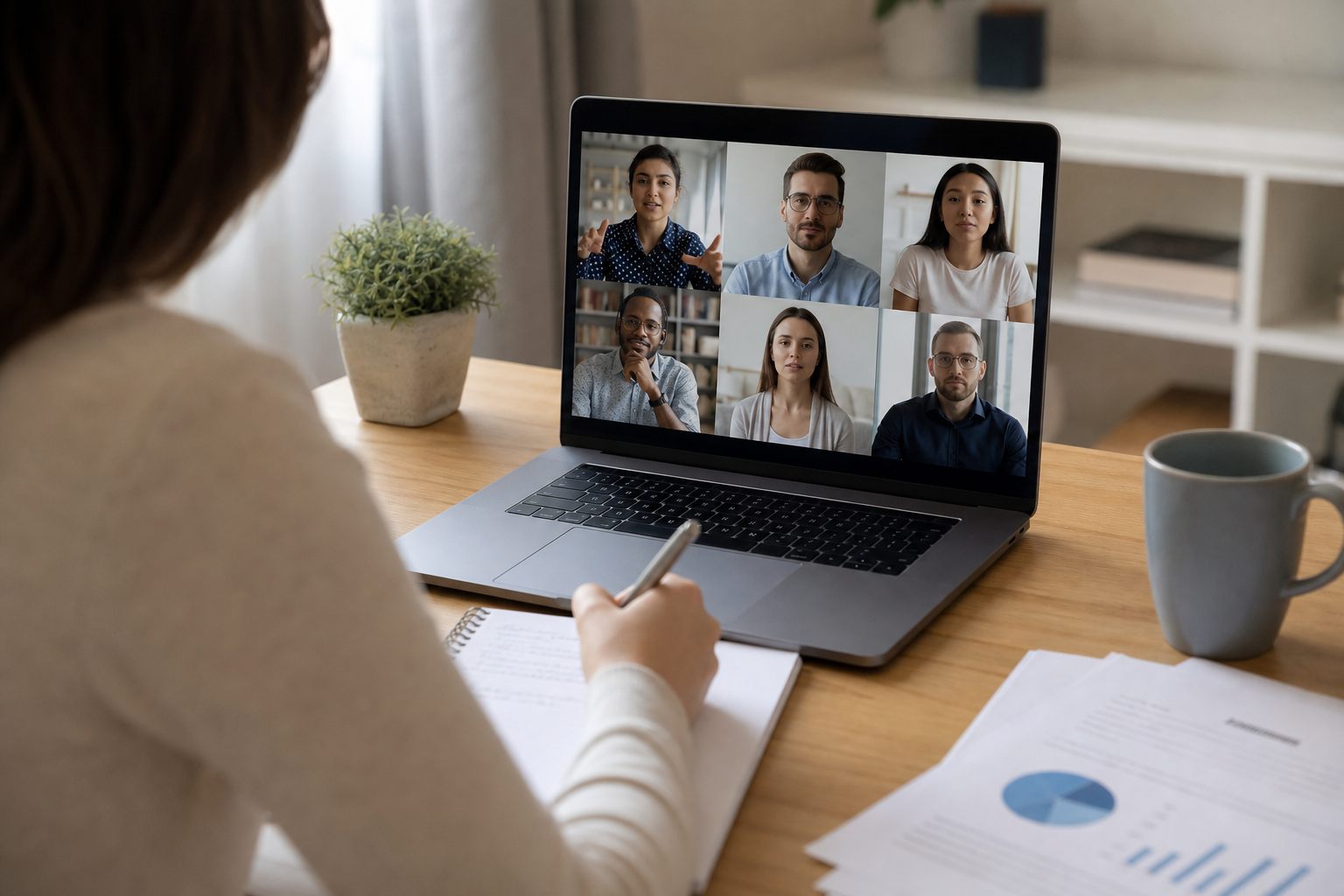Remote focus group session on laptop